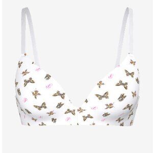 NWT Wear Everywhere Push-Up Wireless Bra | White Butterfly Print